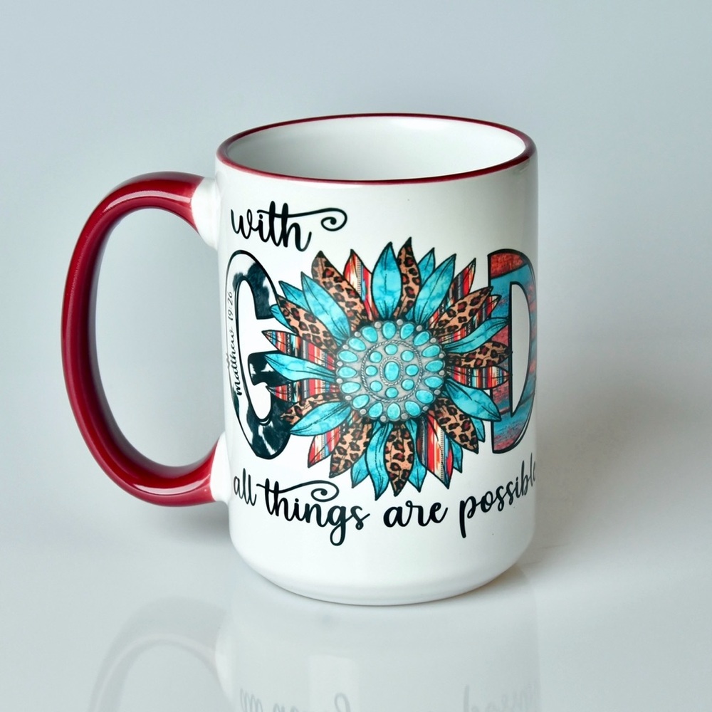 With God, all things are possible 15 ounce coffee mug
